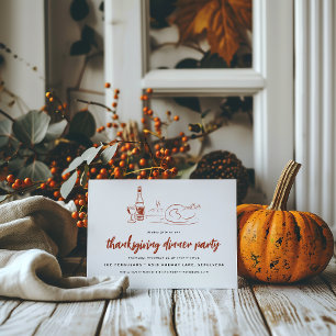 Invitation Doodle Fantaisiste   Dîner de Thanksgiving