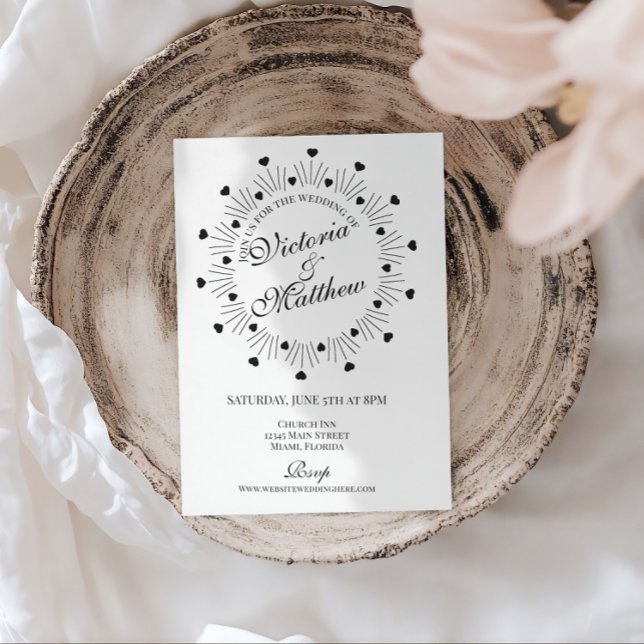 Invitation Doodle Hearts Frame Script Wedding (Créateur téléchargé)