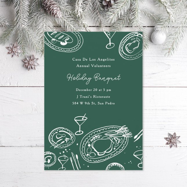 Invitation Doodle Illustrated Banquet Holiday Dinner Party (Créateur téléchargé)