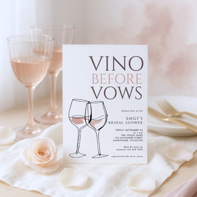 Invitation Doodle Illustration Vino Before Vows Bridal Shower (Créateur téléchargé)