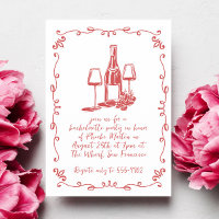 Doodle moderne Whimsical Wine Bachelorette Party