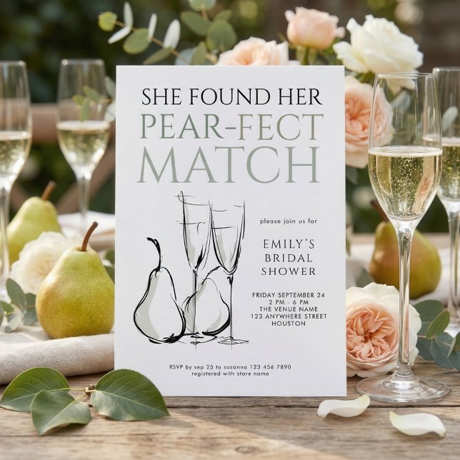 Invitation Doodle Pear-fect Match Bridal Shower (Créateur téléchargé)