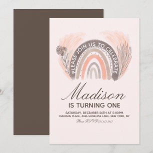 Invitation Doodle Rainbow Pampas à la main dessiné Bohème Ann