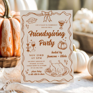 Invitation Doodle Rustique tiré à la main Automne Convivial D