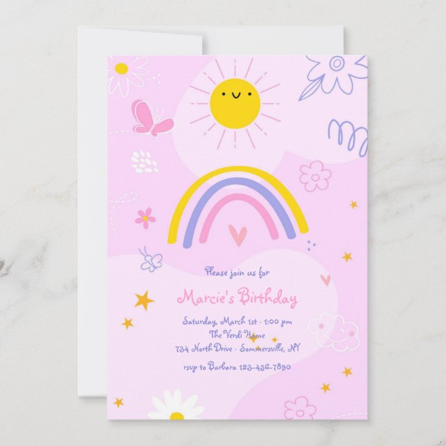 Invitation Doodles fête d'anniversaire (Devant)