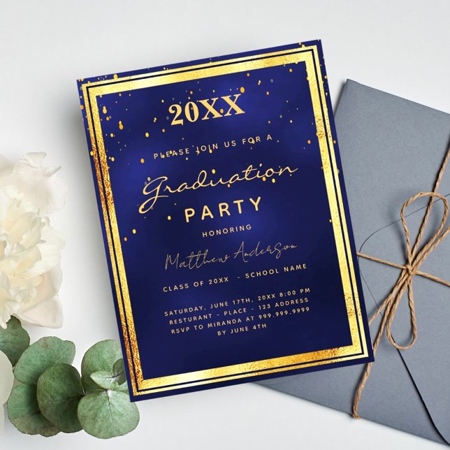 Invitation d'or bleu marine (Créateur téléchargé)