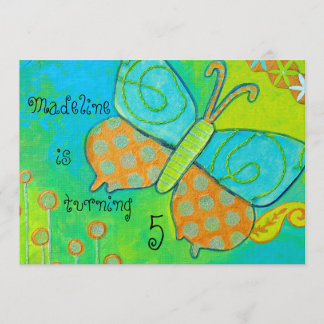 Invitation d'or d'anniversaire de papillon