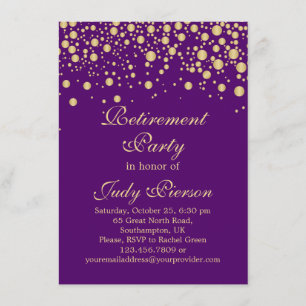 Invitation d'or de partie de retraite de confettis