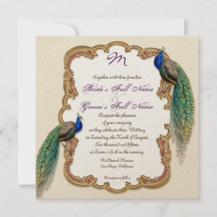 Invitation d'or de remous de paon et de