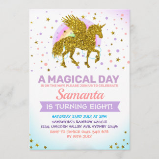 Invitation d'or de Unicorn Pegasus