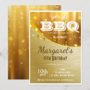 Invitation d'or élégant de fête d'anniversaire de