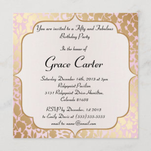 Invitation d'or métallique d'anniversaire de rose