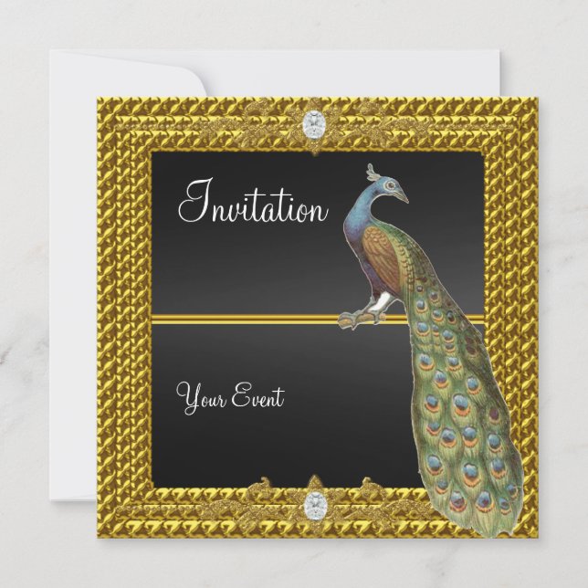 Invitation d'or noir unique et élégant (Devant)