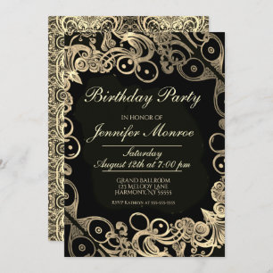 Invitation d'or Ornate de la fête d'anniversaire r