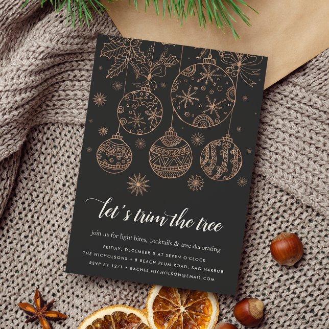 Invitation Doré | Tree Trimming Fête de vacances (Créateur téléchargé)