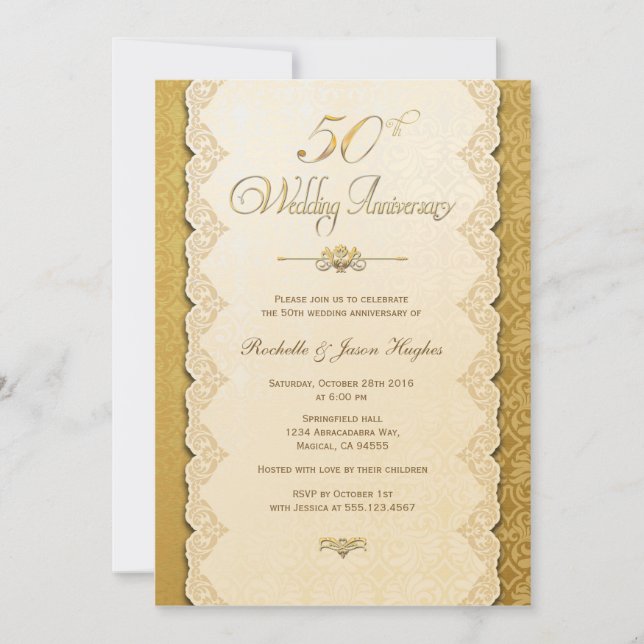 Invitation dorée du 50e anniversaire (Devant)