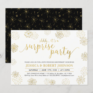 Invitation Dorée Moderne Surprise 50e anniversaire de Maria