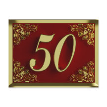 Invitation dorée rouge royale pour 50e anniversair