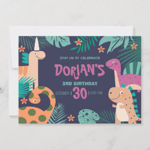 Invitation Dorian's 3rd Birthday Dino Bash