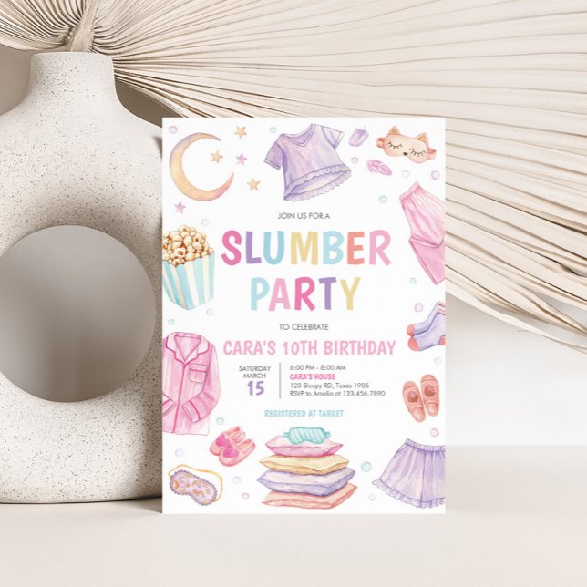 Invitation Dormir de bois sur l'invitation de fête d'annivers (Slumber Party Sleep Over Birthday Party Invitation)