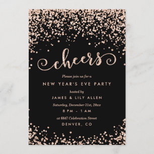 Invitation Dots Champagne Confetti Nouvelle Année Soirée