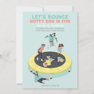 Invitation Dotty Dog Bounce sur Trampoline 5e fête d'annivers