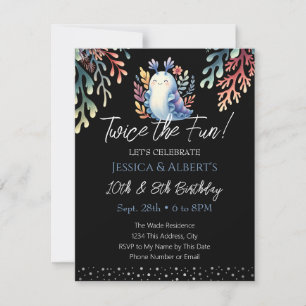 Invitation Double Anniversaire Eté Sea Snail Kids