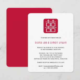 Invitation Double bonheur contemporain  Mariage chinois