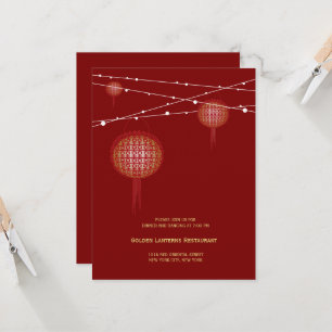 Invitation Double Bonheur Lanternes Chinoises de Mariage Bril