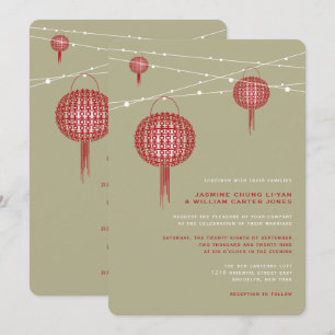 Invitation Double Bonheur Red Lanterns Chic Mariage chinois