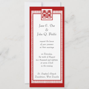Invitation Double Bonheur Rouge Foncé - Fantaisie