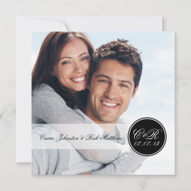 Invitation Double carré simple de mariage de photo (Devant)