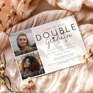 Invitation Double Célébration 2 Photo Remise de diplômes