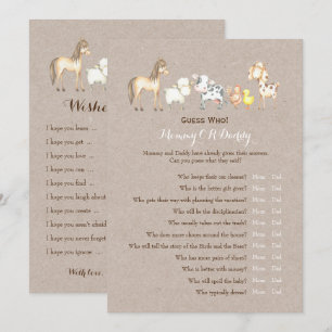 Invitation Double Côté - Baby shower Jeux Voeux Devinez qui