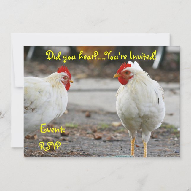 Invitation double face, coq (Devant)