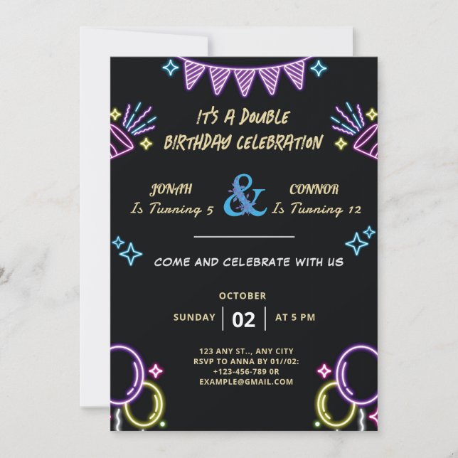 Invitation Double fête Anniversaire (Devant)