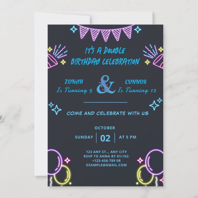 Invitation Double fête Anniversaire (Devant)