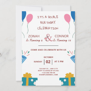 Invitation Double fête Anniversaire