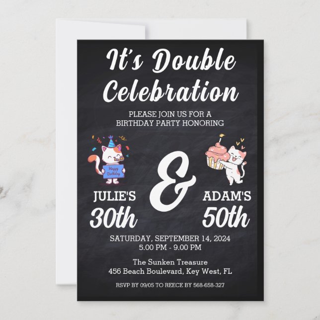 Invitation Double fête d'anniversaire (Devant)