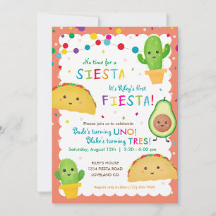 Invitation Double fête d'anniversaire avec taco