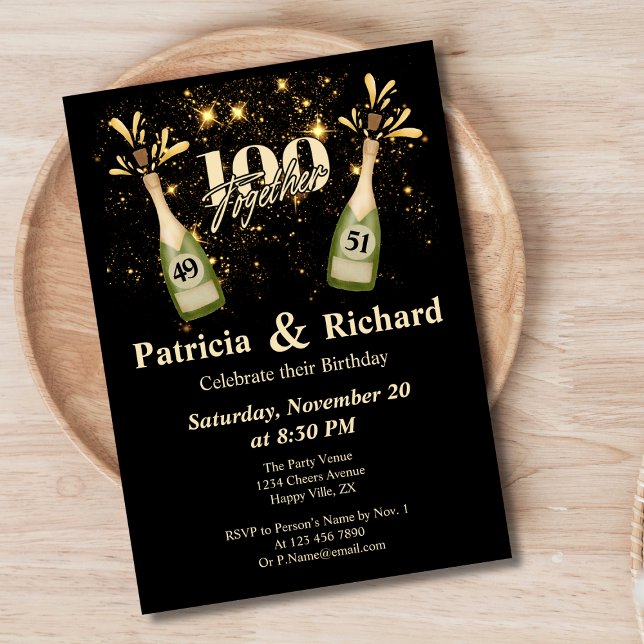 Invitation Double fête d'anniversaire conjointe Deux fois plu (Créateur téléchargé)