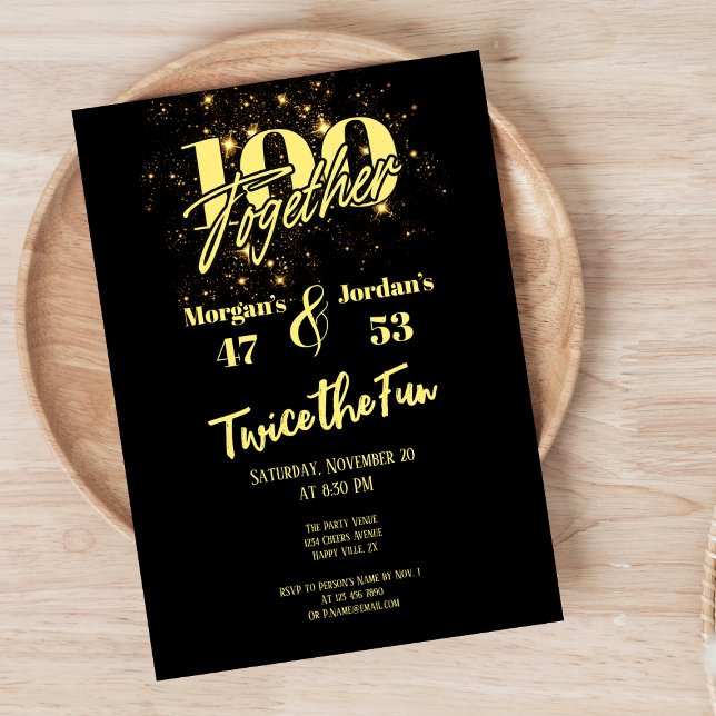 Invitation Double fête d'anniversaire conjointe Deux fois plu (Créateur téléchargé)