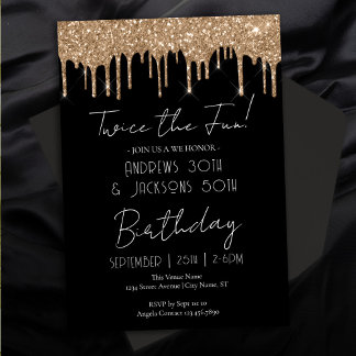 Invitation Double fête d'anniversaire Elegant Gold Drives