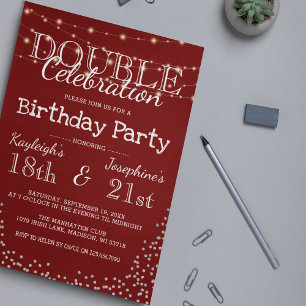 Invitation Double fête d'anniversaire élégante