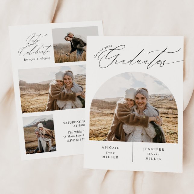 Invitation Double fête moderne Photo Graduation Party (Créateur téléchargé)
