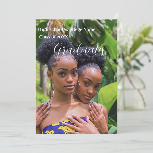 Invitation Double Graduation de script minimaliste (Debout devant)