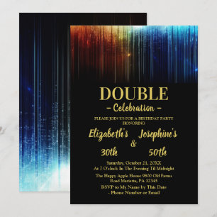Invitation Double mixte adulte coloré fête d'anniversaire