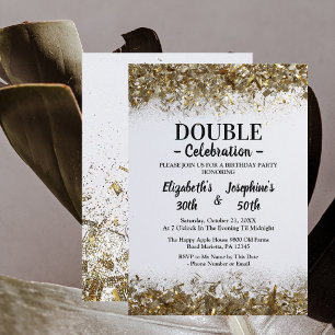 Invitation Double mixte adulte d'or fête d'anniversaire