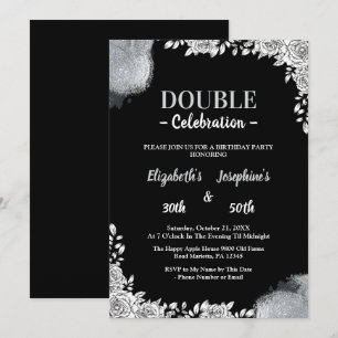 Invitation Double mixte adulte fête d'anniversaire  Floral ar