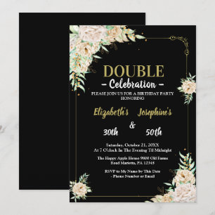Invitation Double mixte adulte fête d'anniversaire  Floral tr